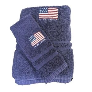 Ralph Lauren Cotton Towel – OS Navy American Flag Logo USA